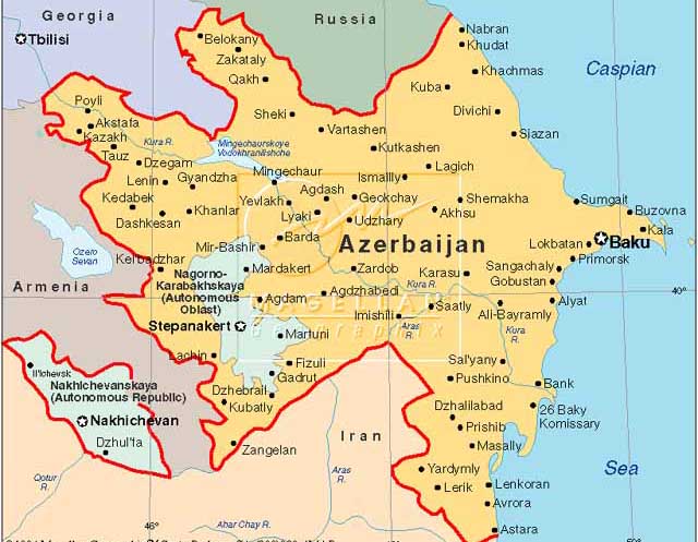 Карта Азербайджана, туры в Азербайджан из Тулы, перелет в Баку, экскурсии по Азербайджану