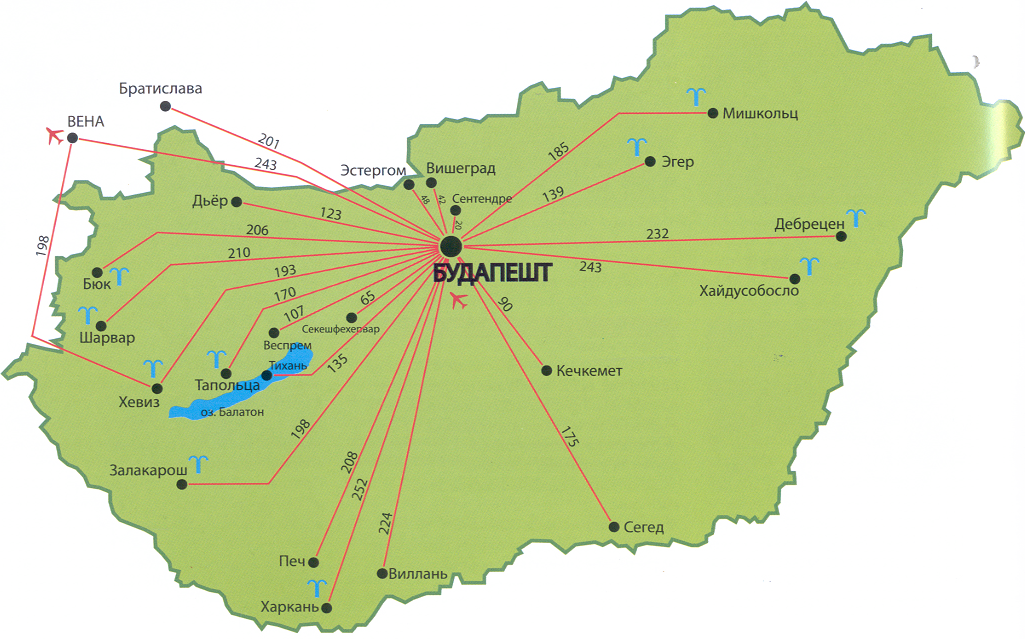 Карта Венгрии
